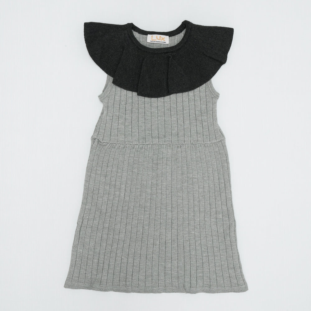 Rib Ruffle Dress in by Space Grey