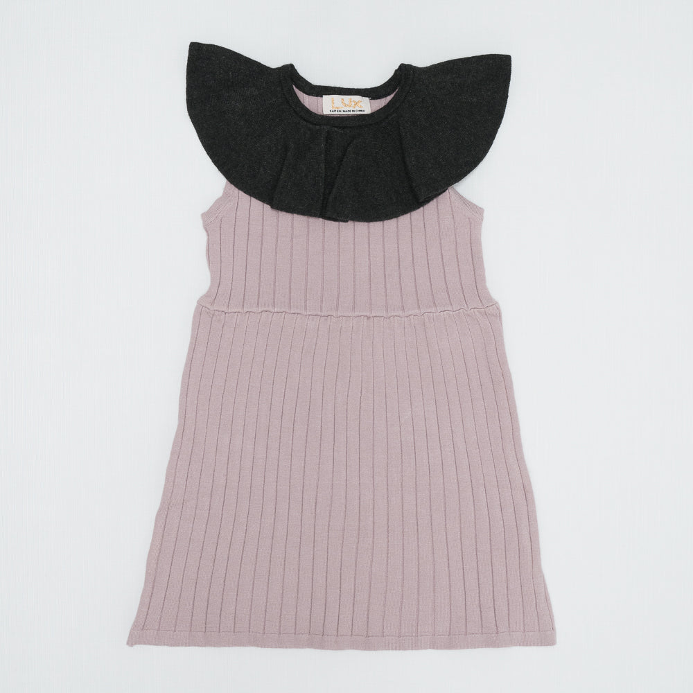 Rib Ruffle Dress in Pink Silver by Space Grey