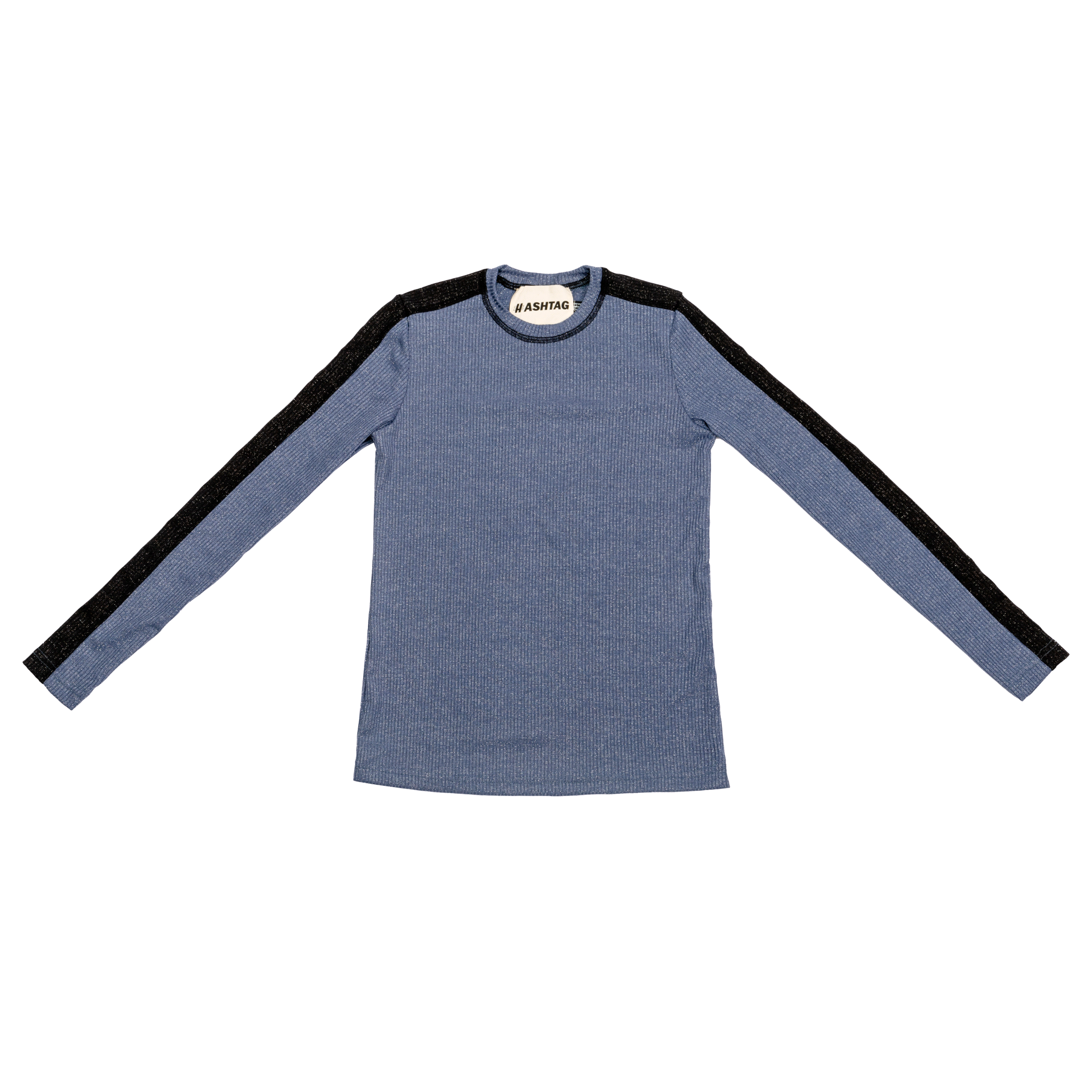 Shimmer Rib Contrast Top in by Hashtag