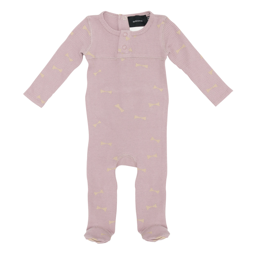 Waffle Knit Onesie in Dusty Pink Beige by Hopscotch