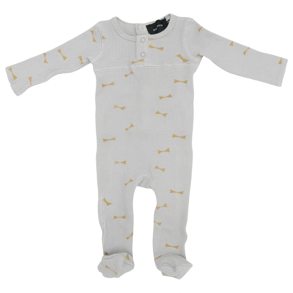 Waffle Knit Onesie in Light Grey Mix Beige by Hopscotch