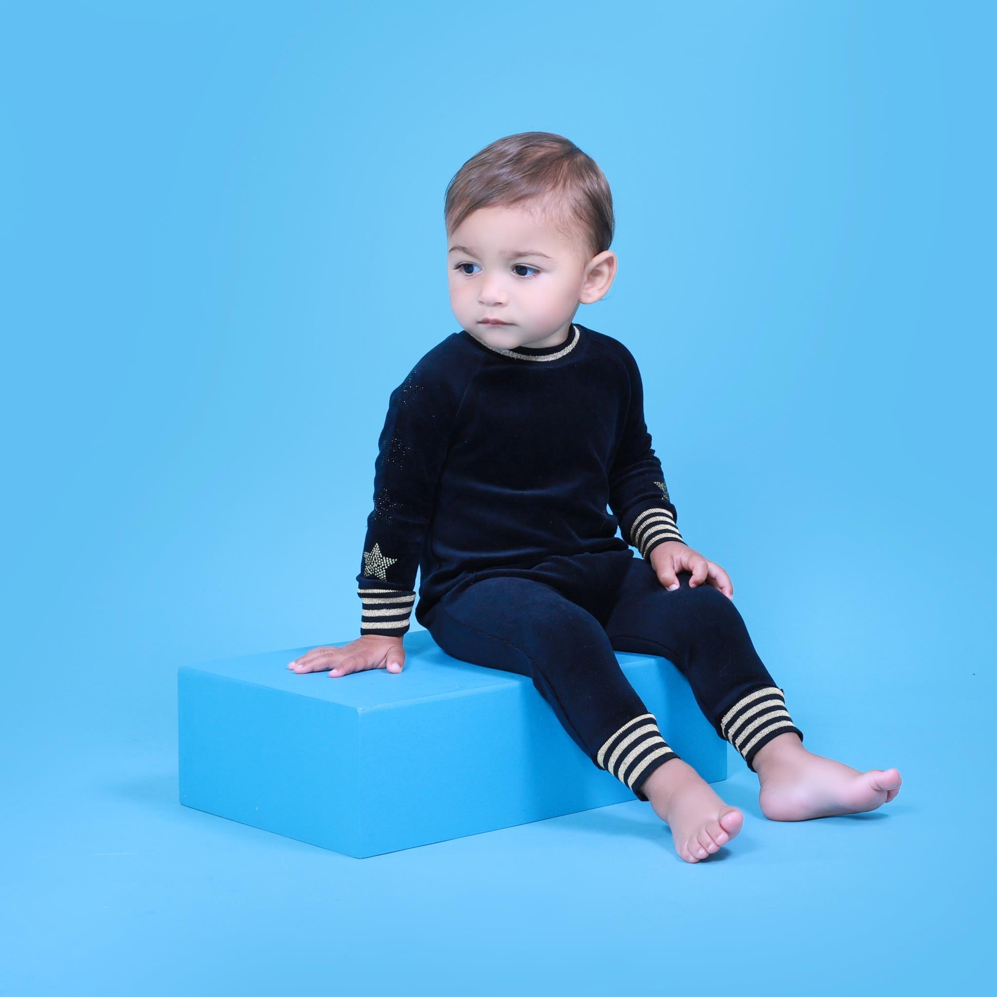 Rhinestone Star Onesie in Black by 5 Stars