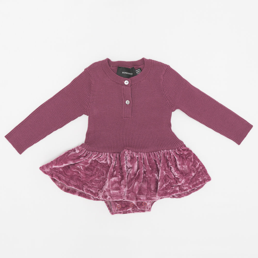Crushed Velour Onesie in Berry by Hopscotch