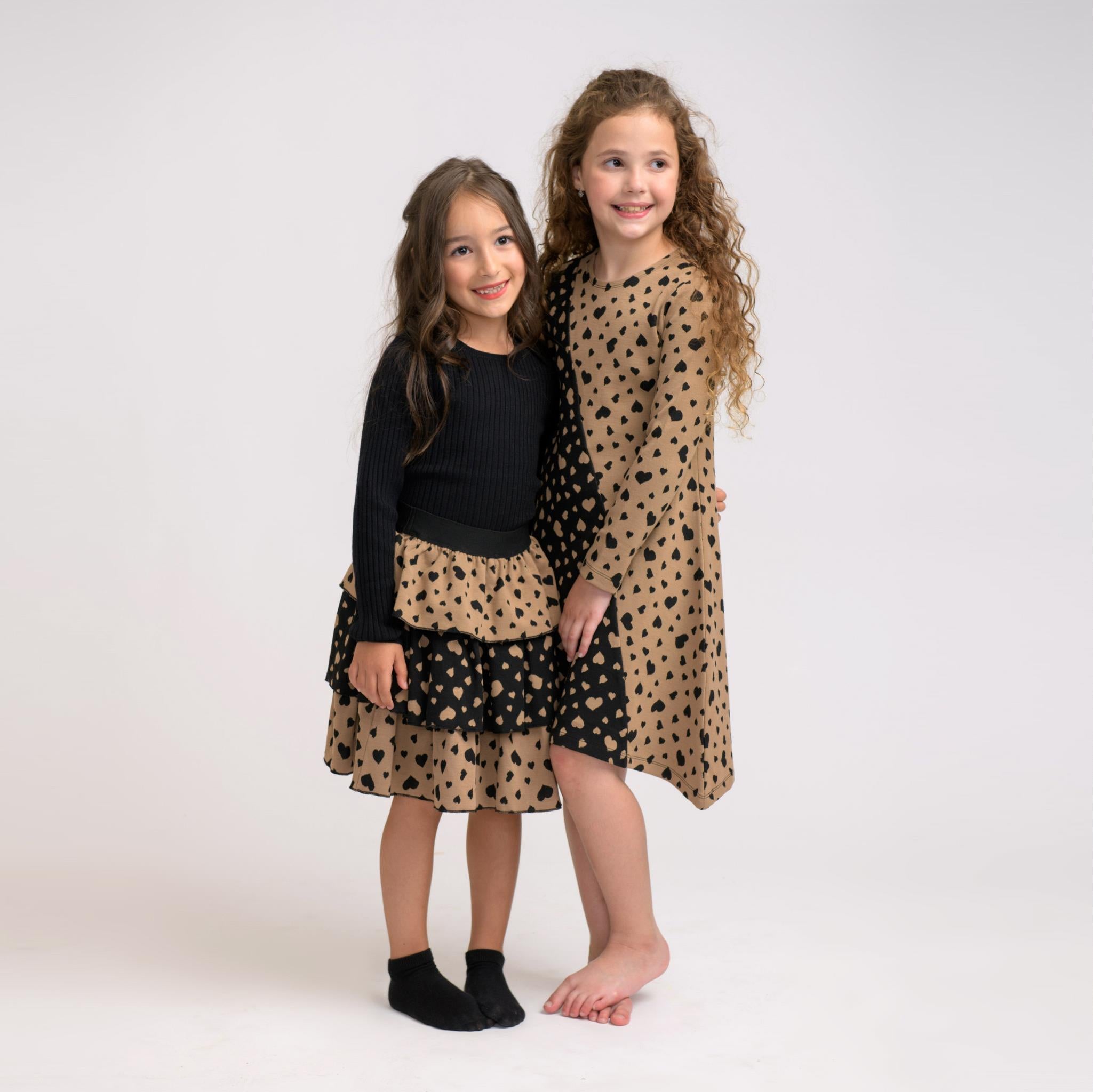 Two Tone Heart Skirt in Beige by So Loved