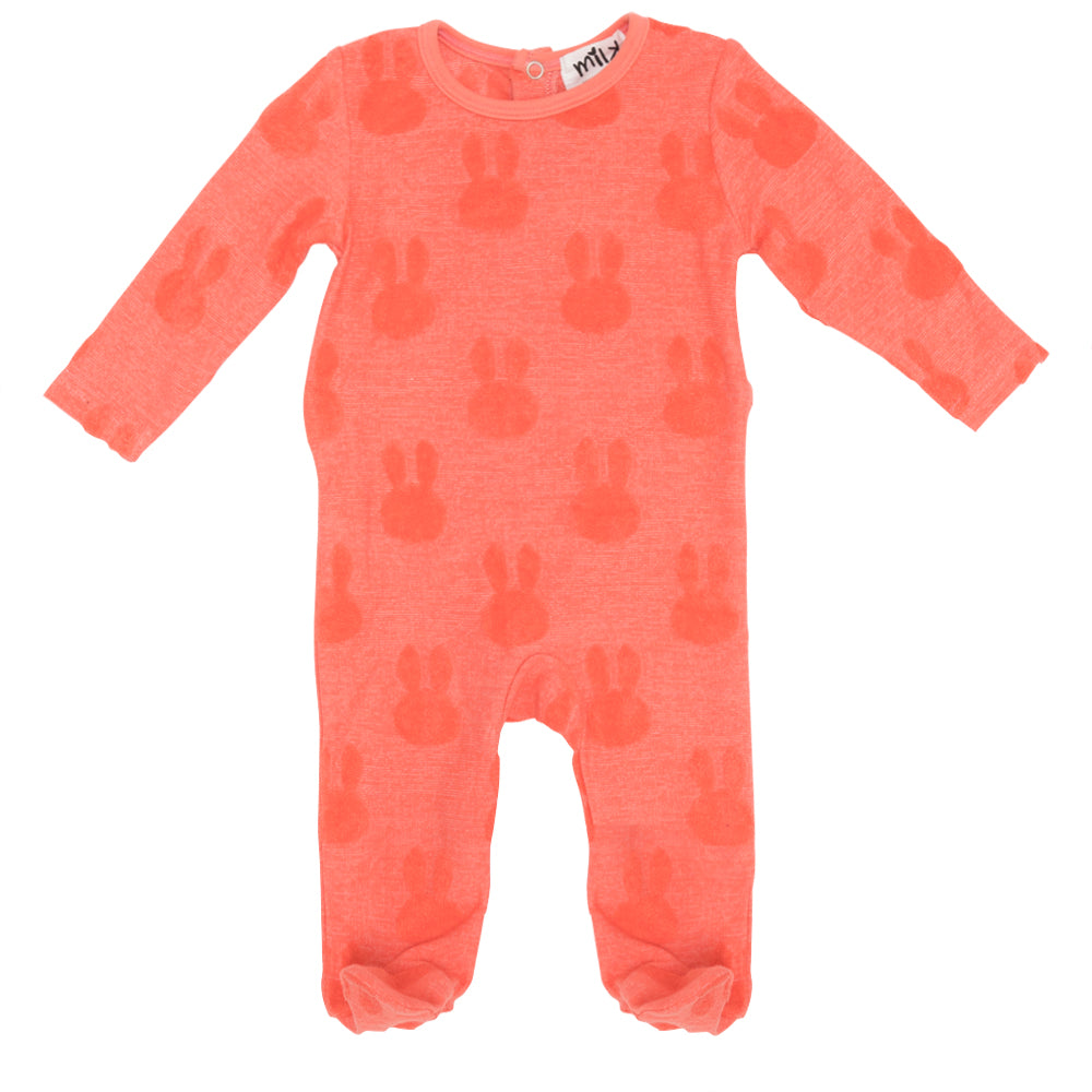 Embossed Bunny Onesie in Coral by Milk