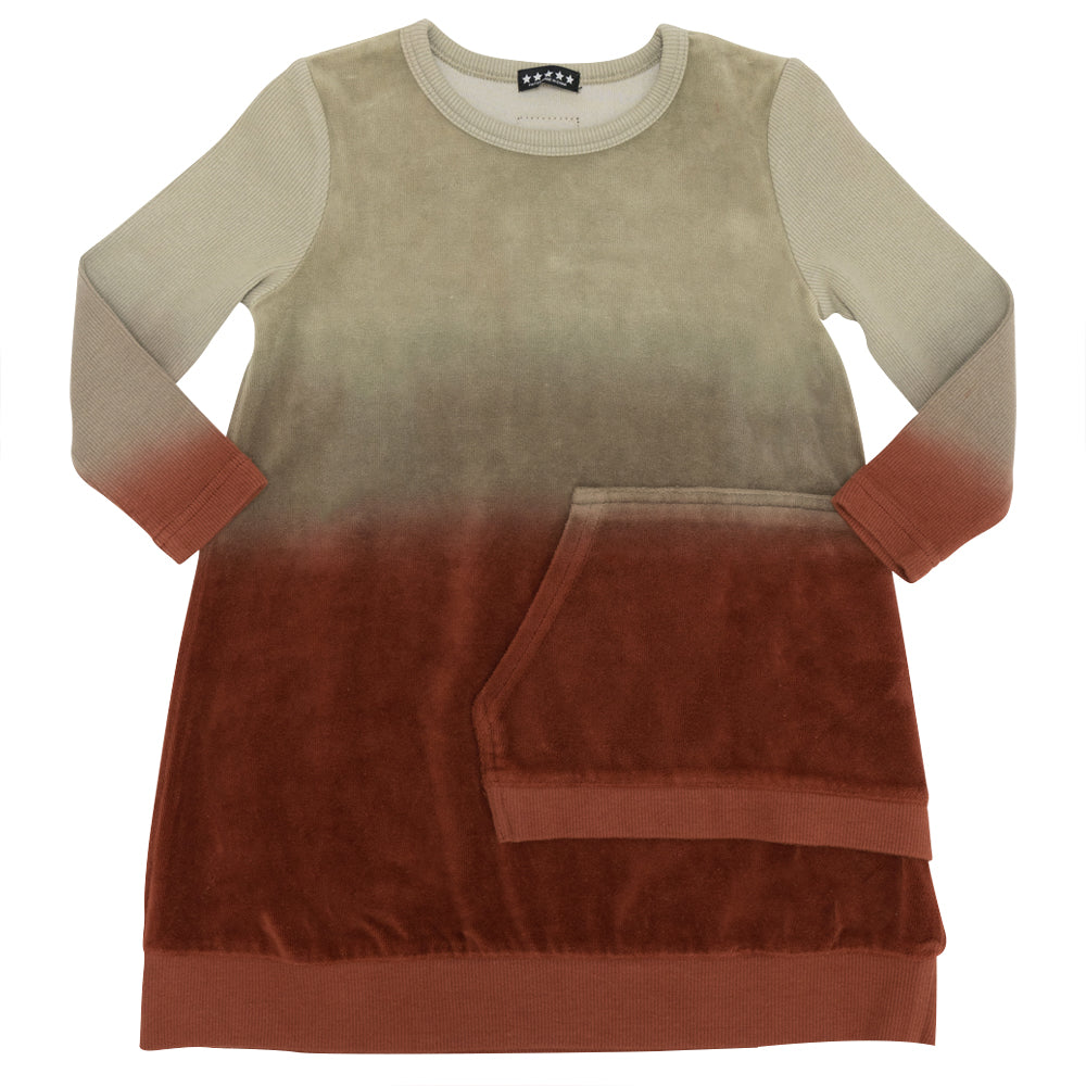 Dip Dye Velour Dress in Spice by 5 Stars