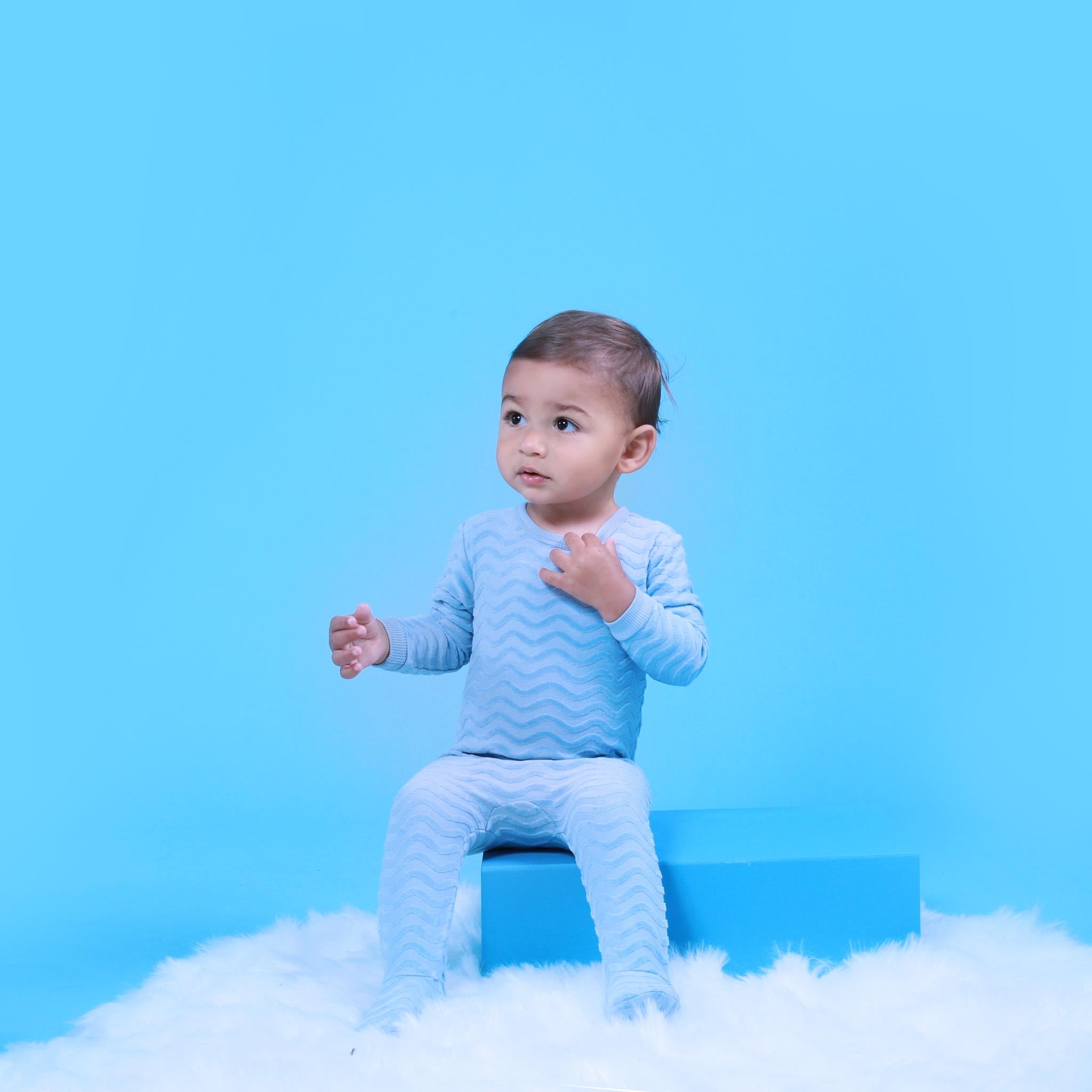 Velour Wave Layette in Cashmere Blue by Small Moments