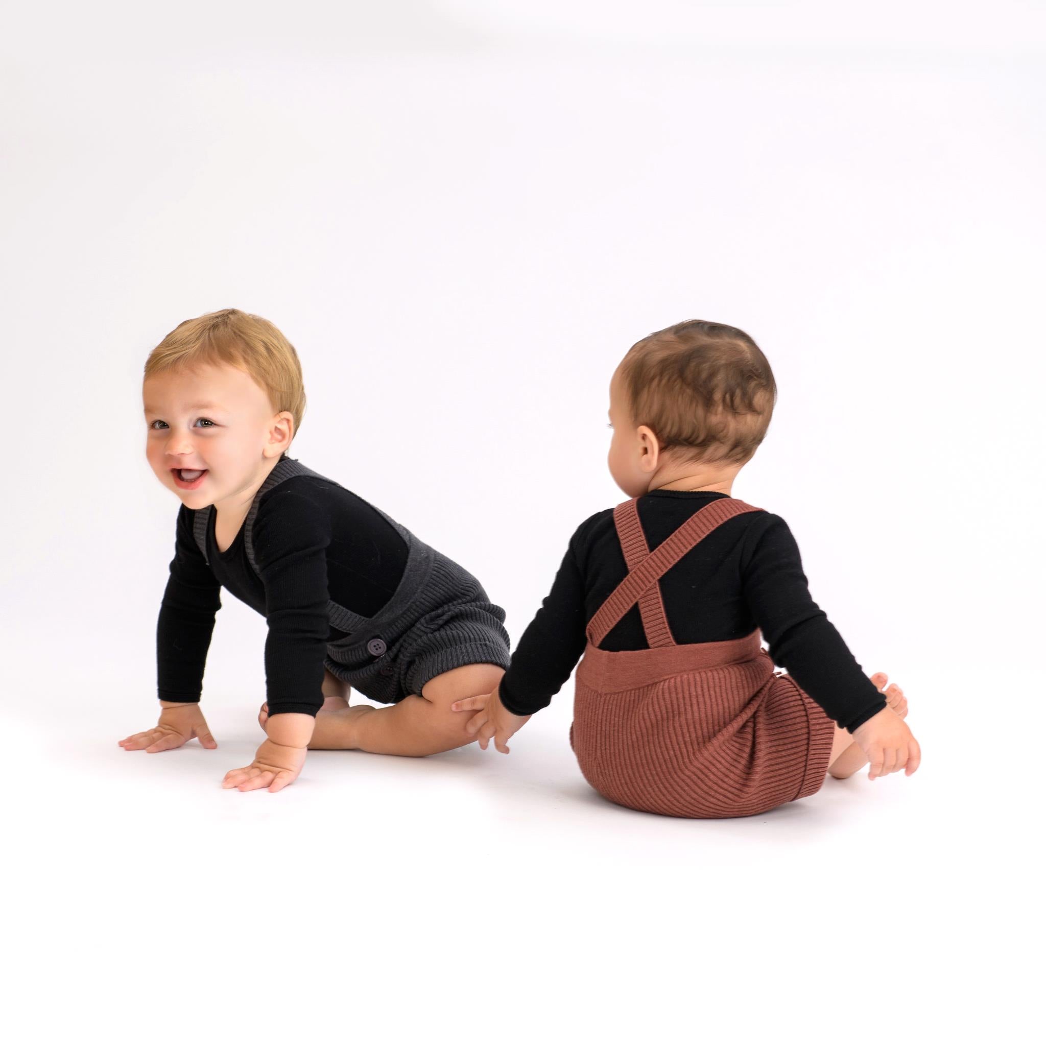 Rib Knit Shorts in Dark Grey Blue by Space Grey