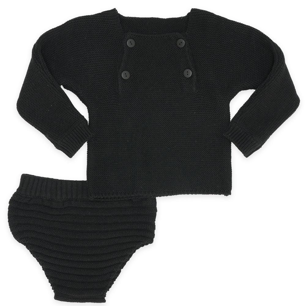 Contrast Knit 2pc in Black by Lux