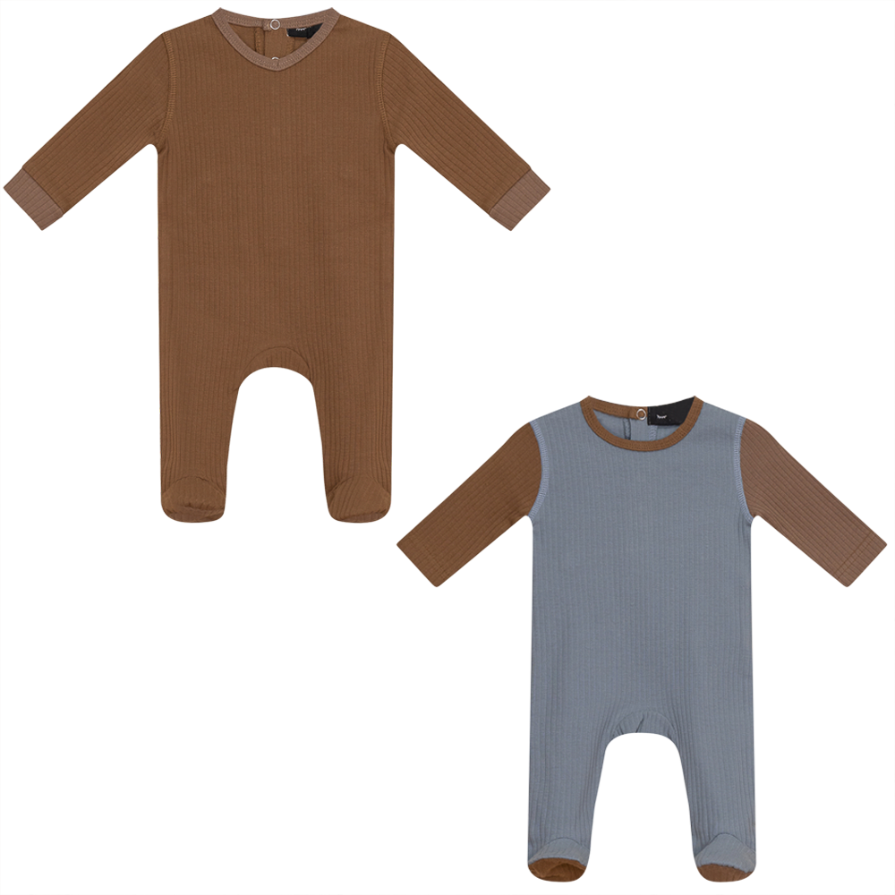 Mix and Match 2PC Set in Blue Camel by Peek a boo