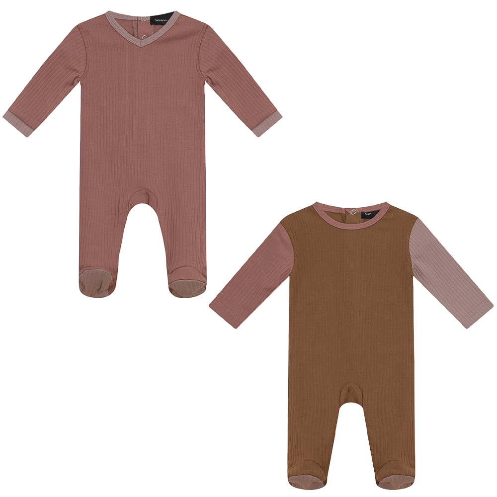 Mix and Match Onesie in Dark Mauve Camel by Peek a boo