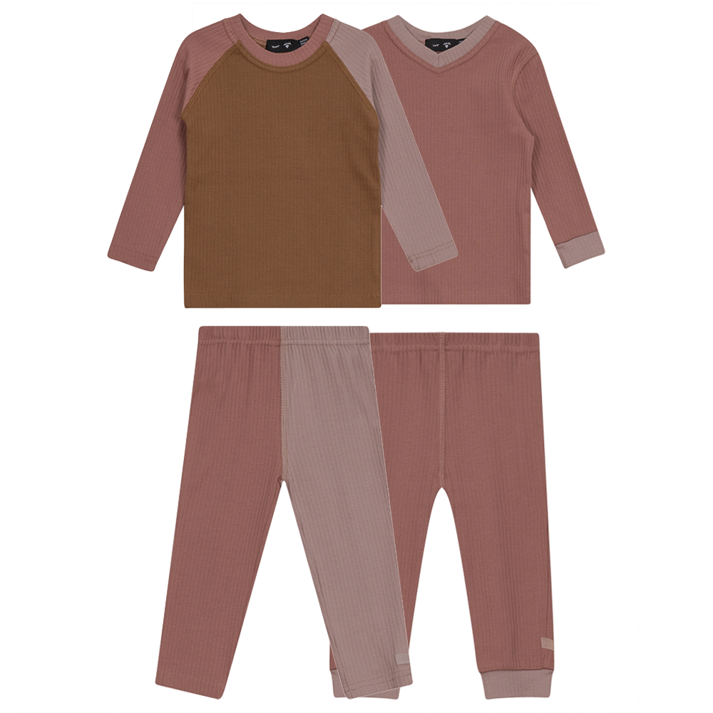 Mix and Match 2PC Set in Dark Mauve Camel by Peek a boo