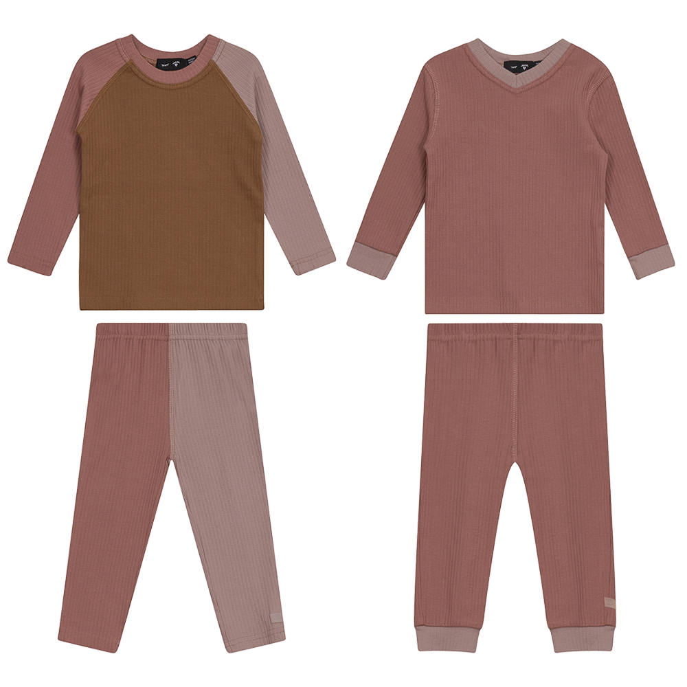 Mix and Match 2PC Set in Dark Mauve Camel by Peek a boo