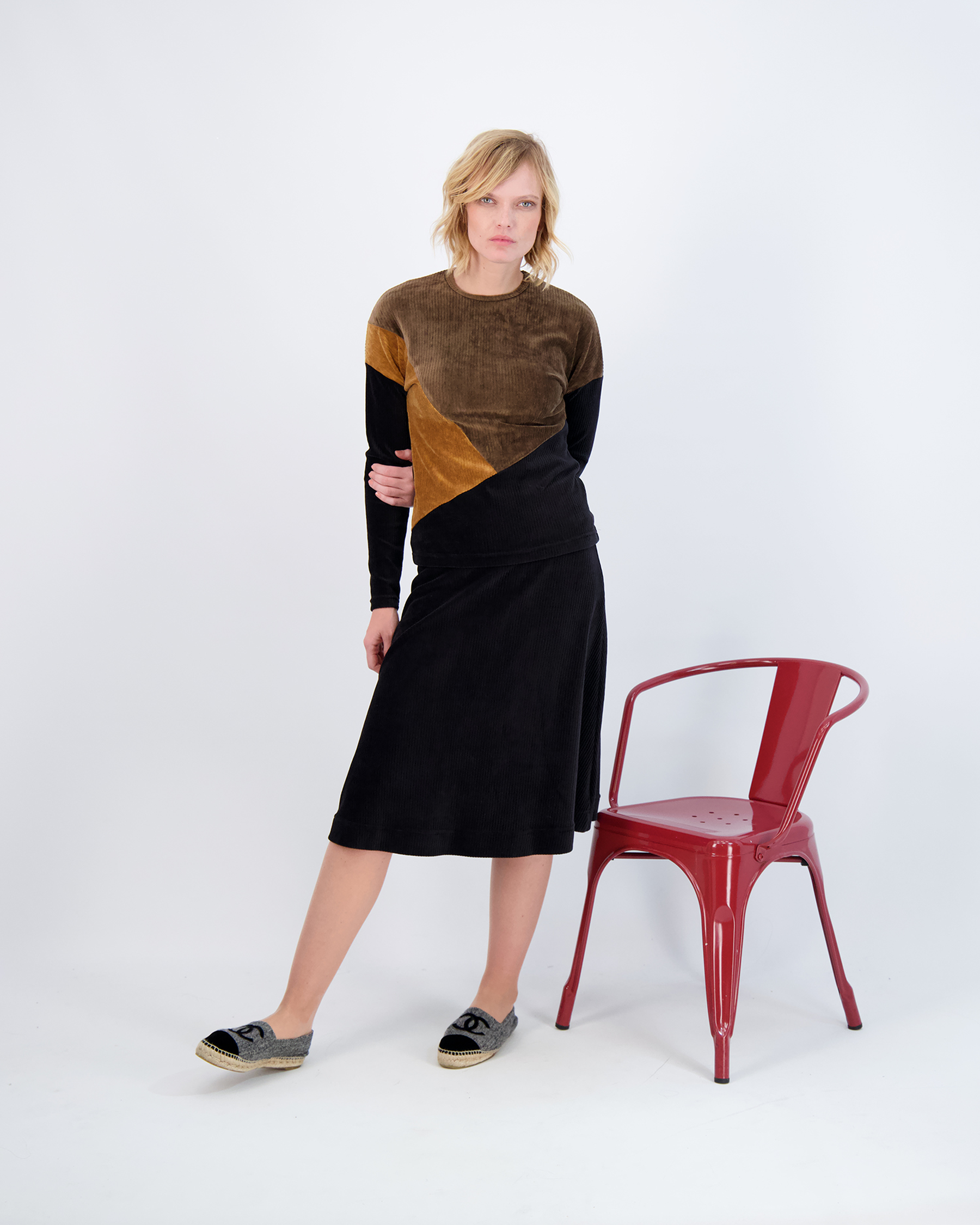 Ribbed Velour Tiered Short Skirt in by Spades