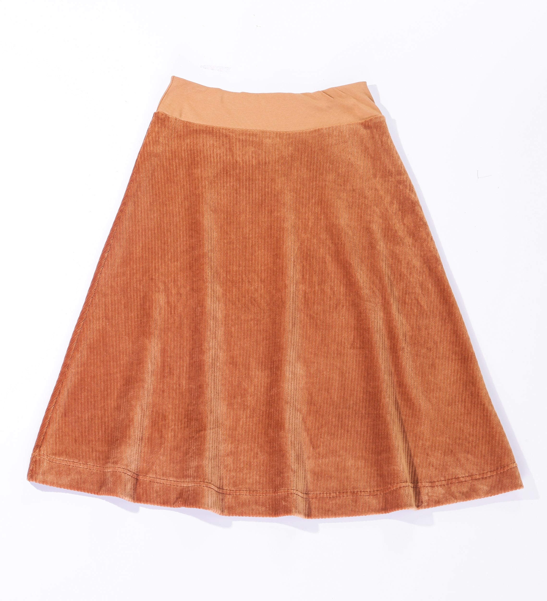 Ribbed Velour Tiered Short Skirt in Rust Rust by Spades