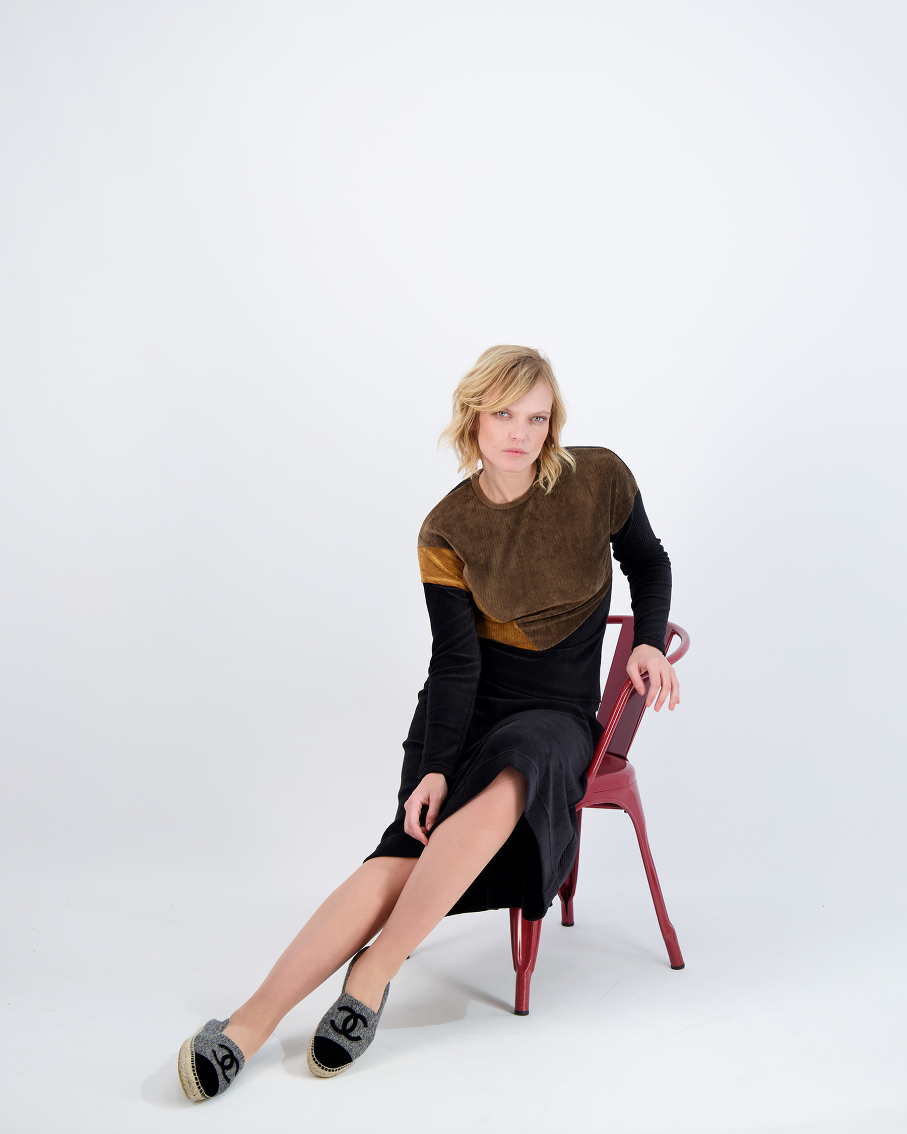 Ribbed Velour Tiered Short Skirt in by Spades