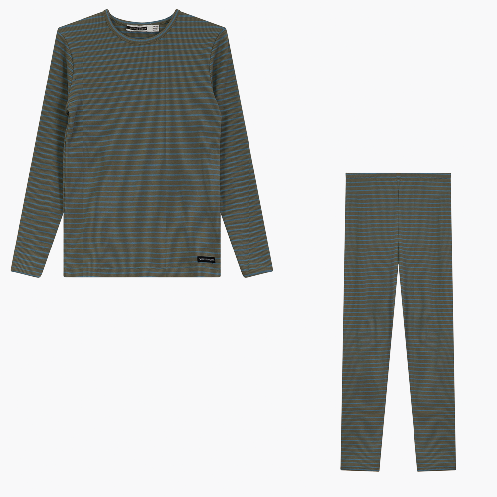 Stripped Rib 2 PC Set in Olive Blue by Whipped Cocoa