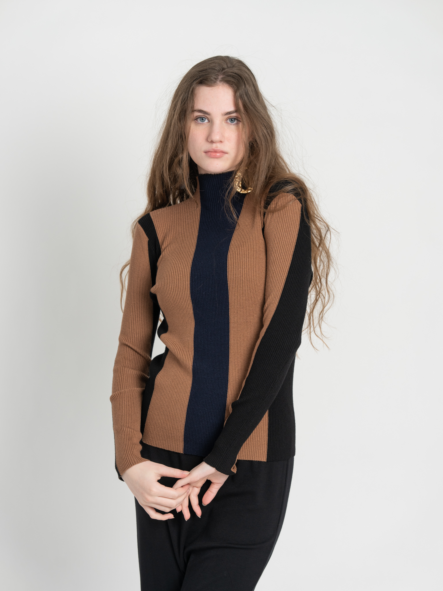 Color Blocked Ribbed Sweater knit in by Viva K