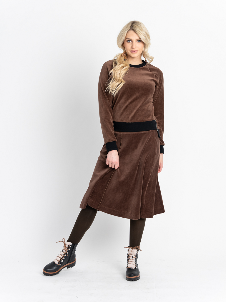 Cotton Velour Raglan Sleeve Zipper Top in by Vivid