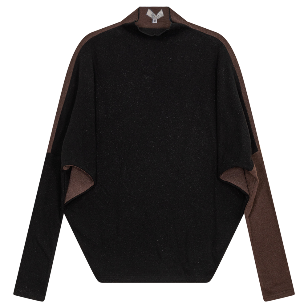 Dolman 2 Tone Mock Neck Top in Black Chocolate by Vivid