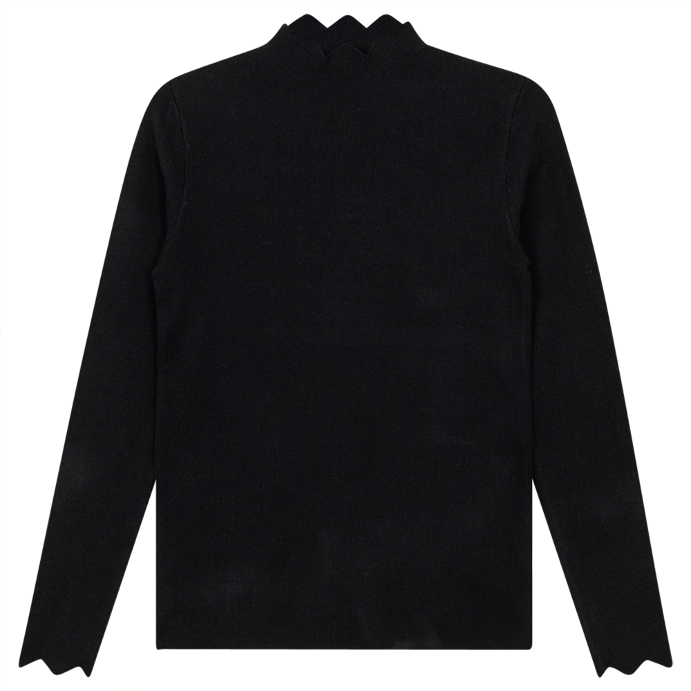 Wave Bottleneck Knit Sweater in Black by Diciannove
