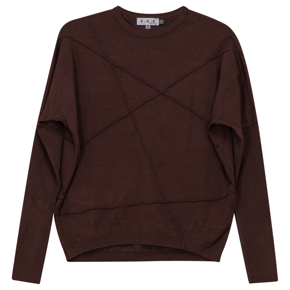 Ribbed Dolman Knit Top With Pinched Seams in Coffee by E.U.X. Exclusive