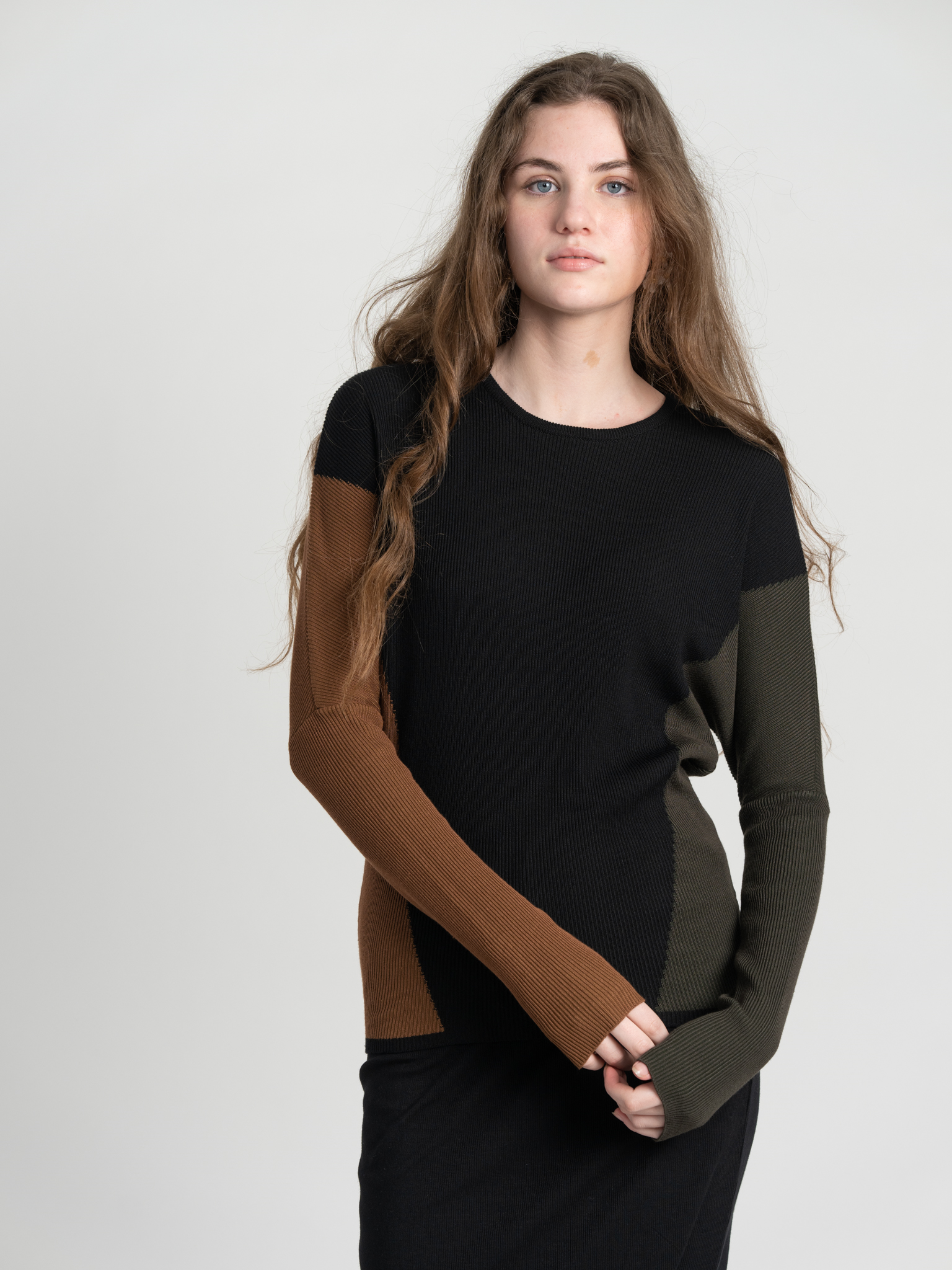 Dolman Color Blocked Knit Sweater in by BuHu