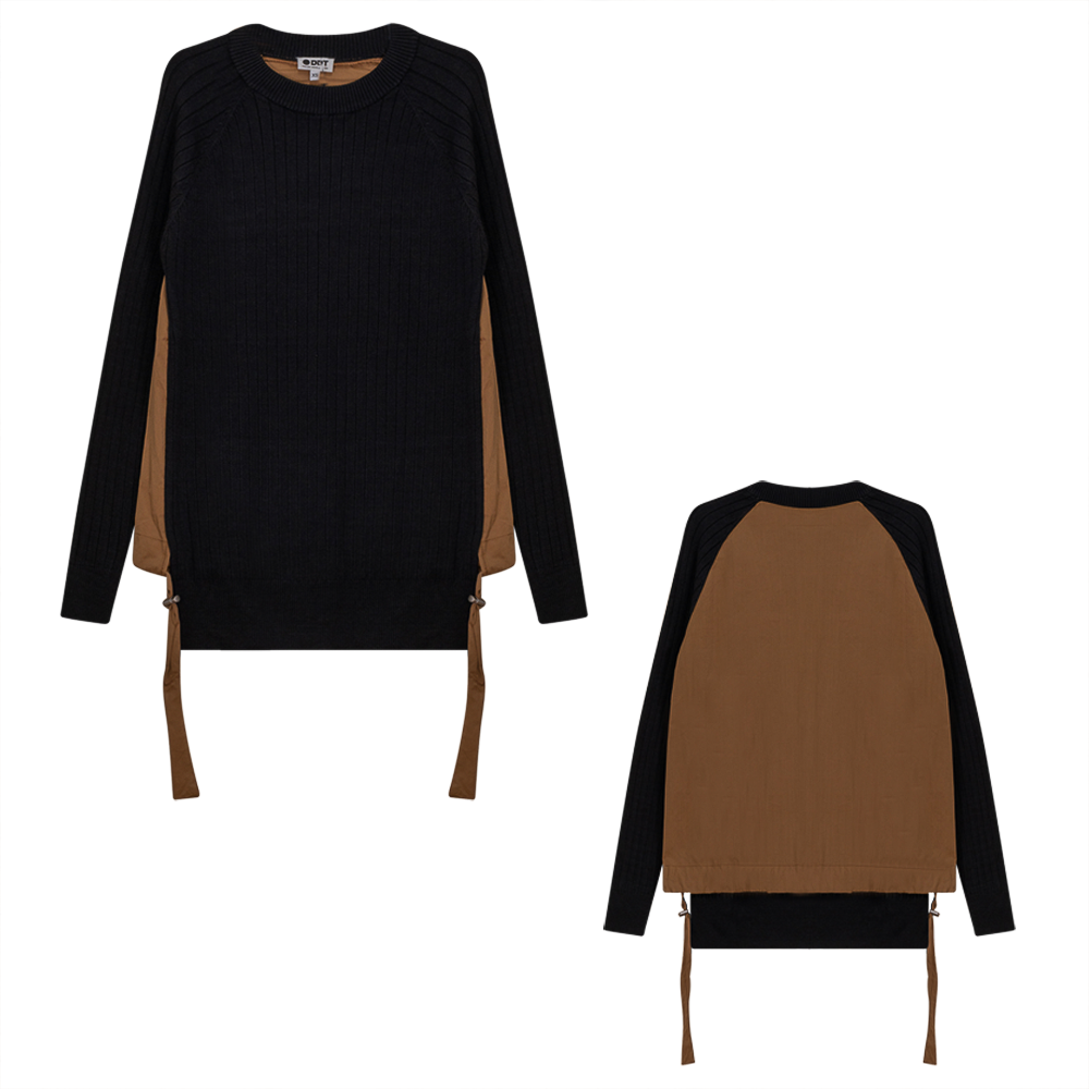 Velour Top With Shirting Back in Black Taupe by Dot