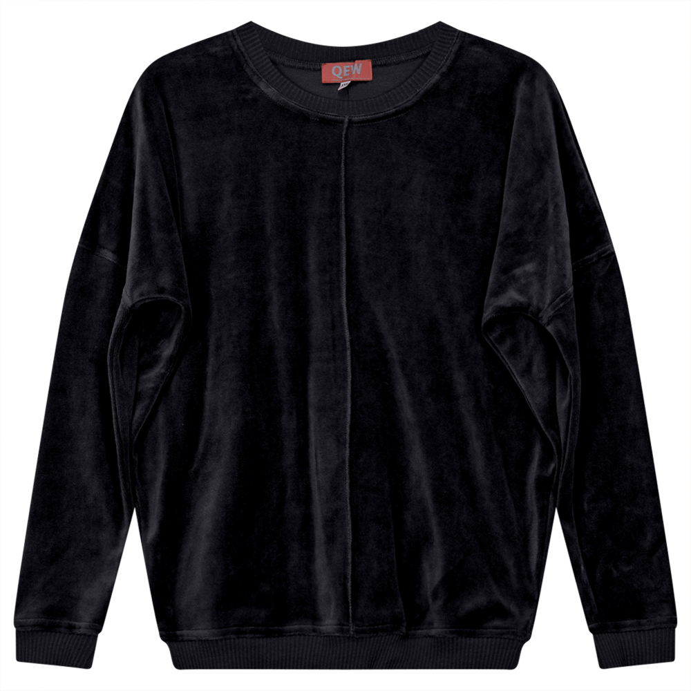 Velour Balloon Sweatshirt in Black by QEW