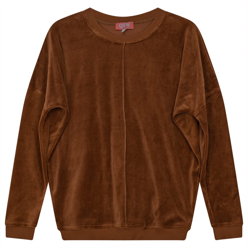 Velour Balloon Sweatshirt in Cognac by QEW