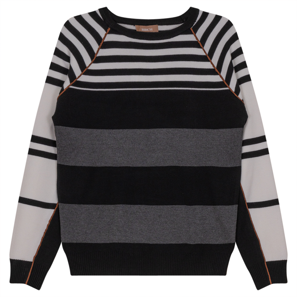 Striped Knit Sweater Black Charcoal Ladies Pullover by {{ product_vemdor}}