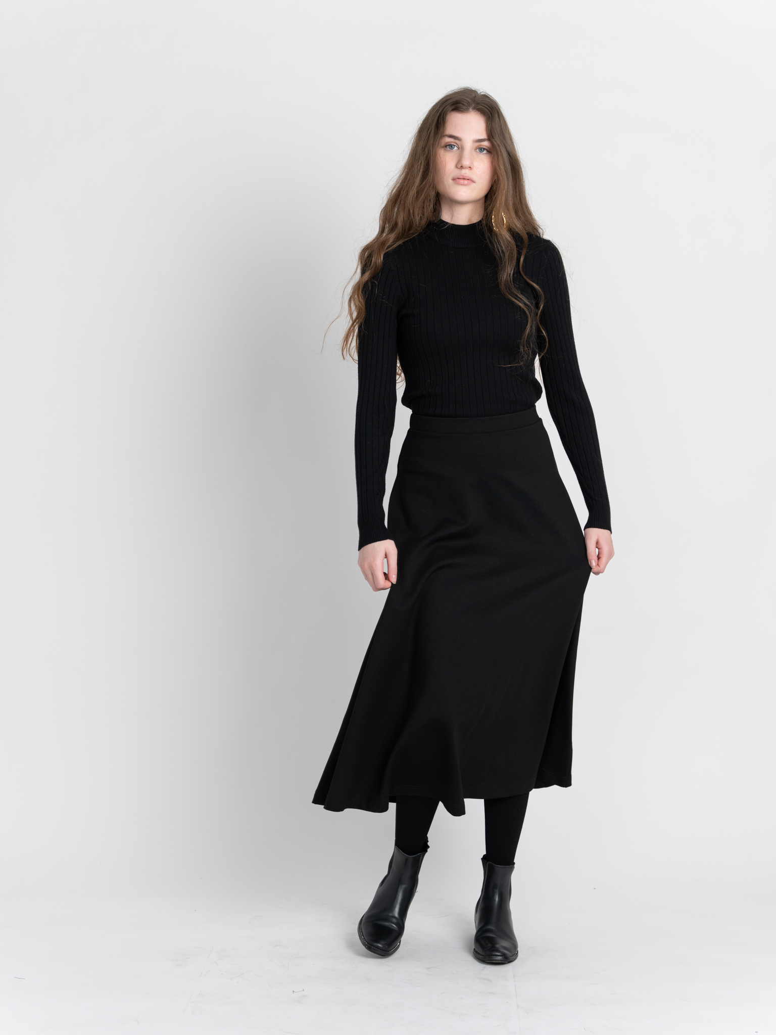 Pull On A-Line Midi Skirt in by Diciannove