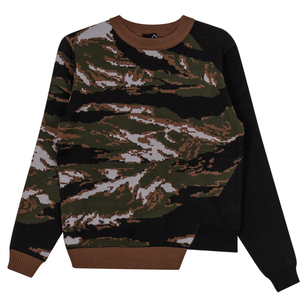 Camo Asymmetrical Sweater in Black Dark Olive by Spades