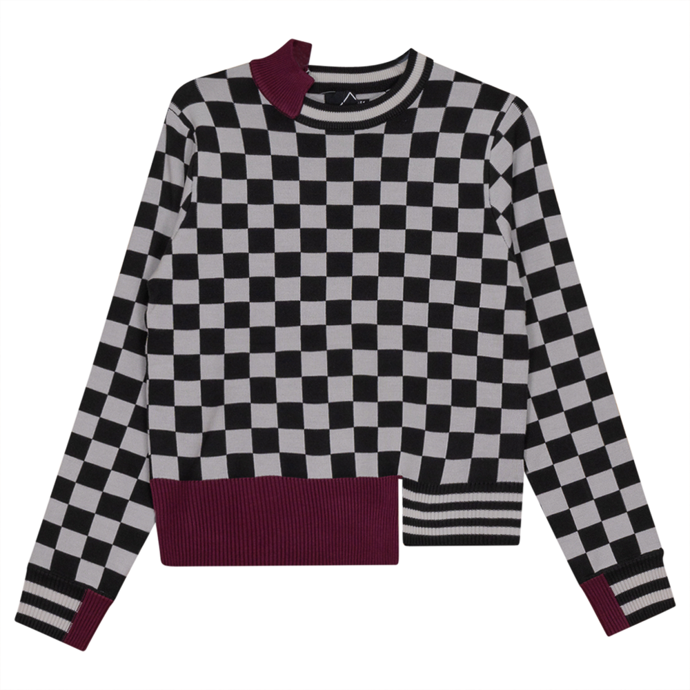 Check Design Sweater in Black White by Spades
