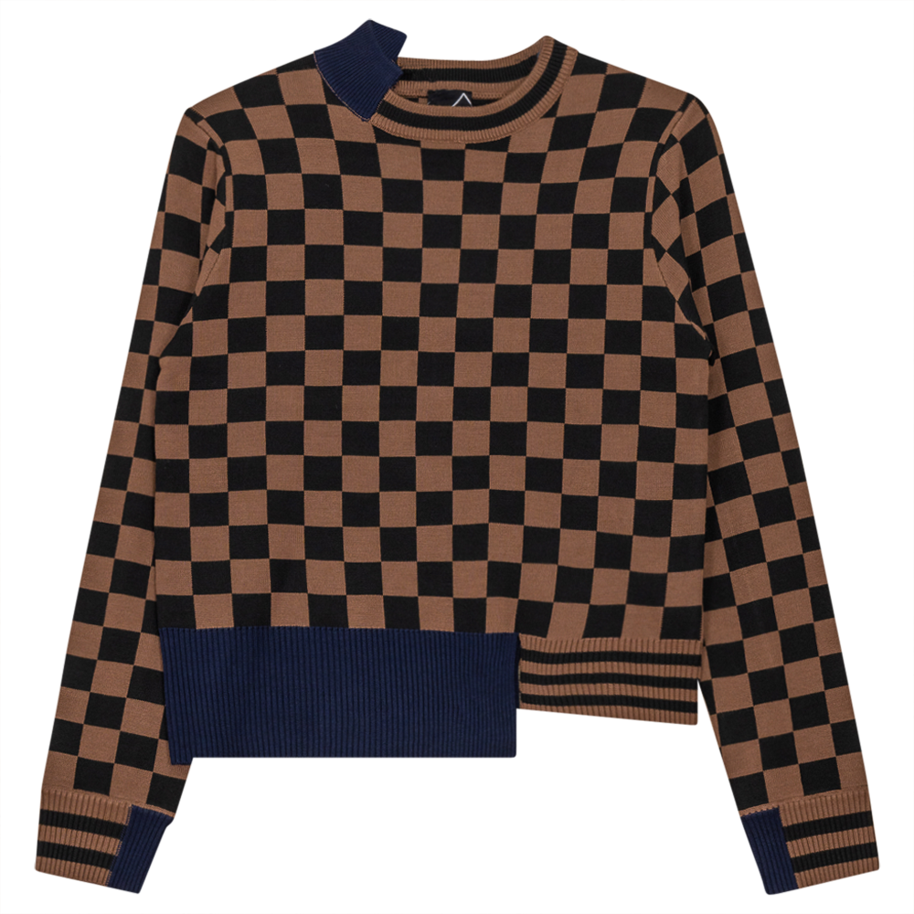 Check Design Sweater in Cocoa Black by Spades