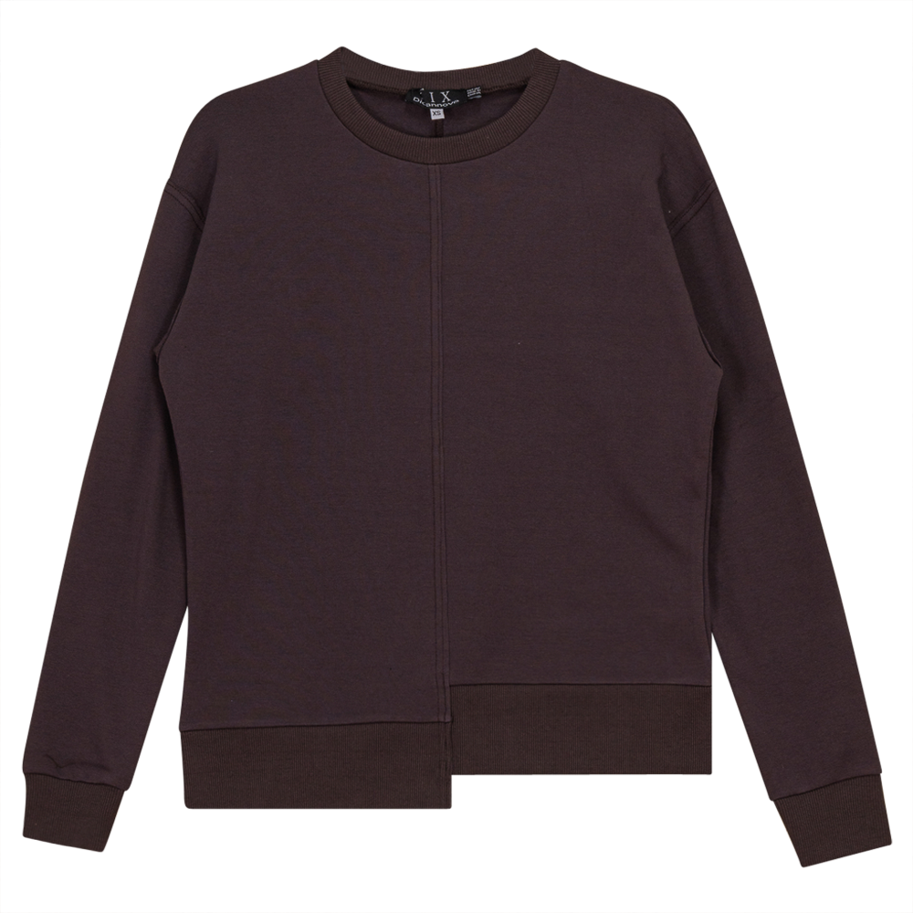 Asymmetrical Raw Edge Sweater Shirt in Ash Brown by Diciannove