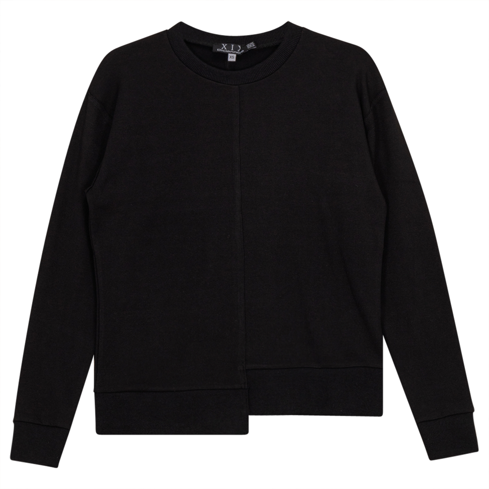 Asymmetrical Raw Edge Sweater Shirt in Black by Diciannove