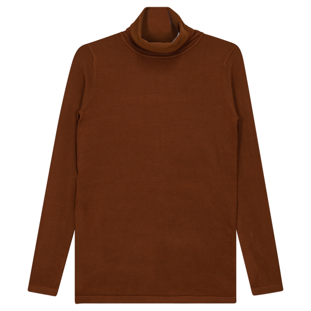 Thin Knit Turtle Neck Top in Cocoa by Vivid