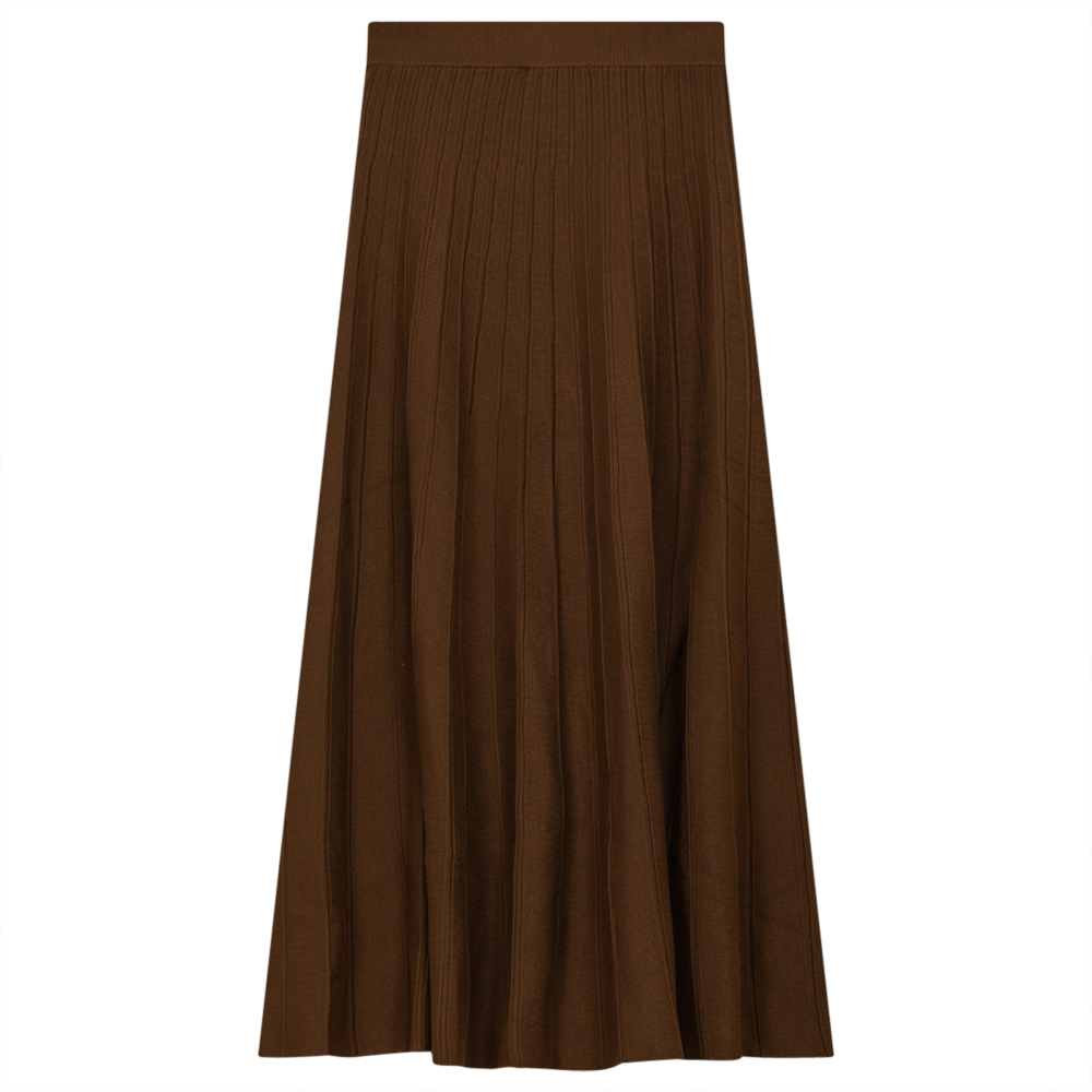 Midi Pleated Knit Skirt in Cinnamon by Club Malibu