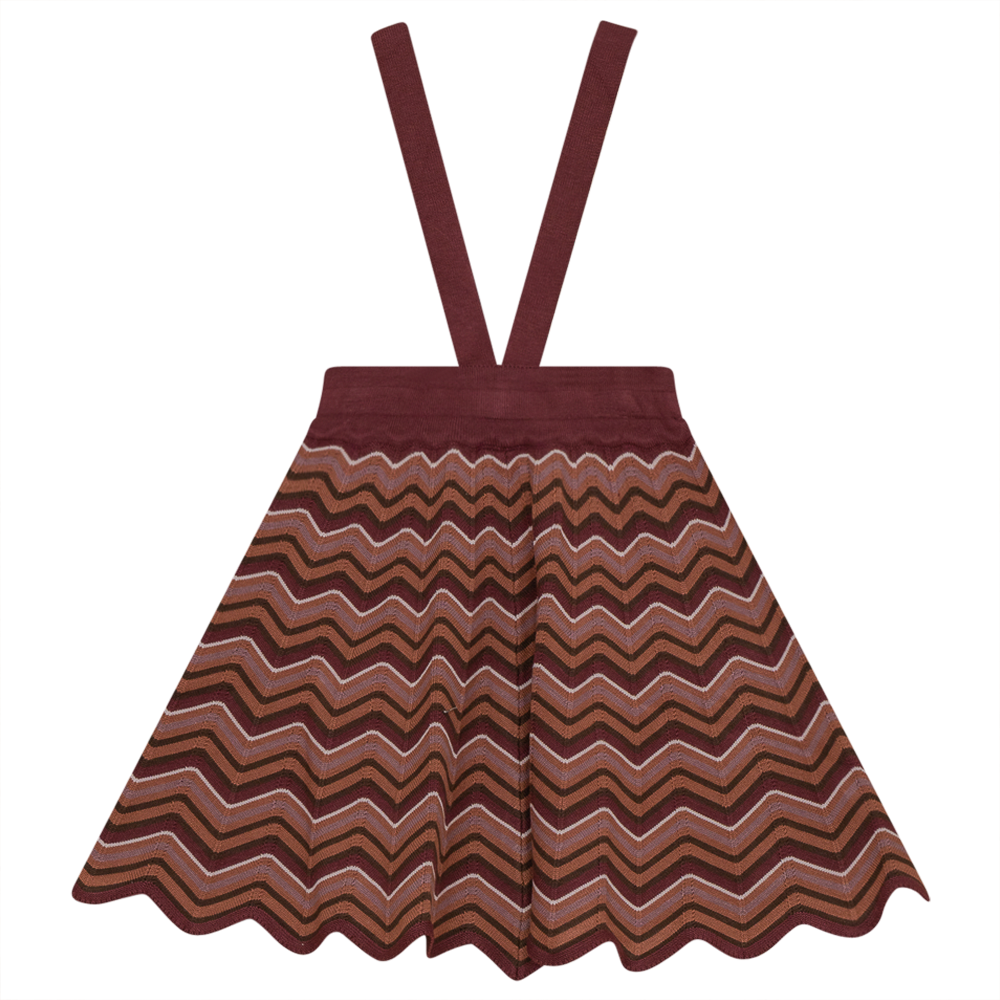 Zig Zag Skirt Skirt With Straps in Burgundy Multi by Elle & Boo