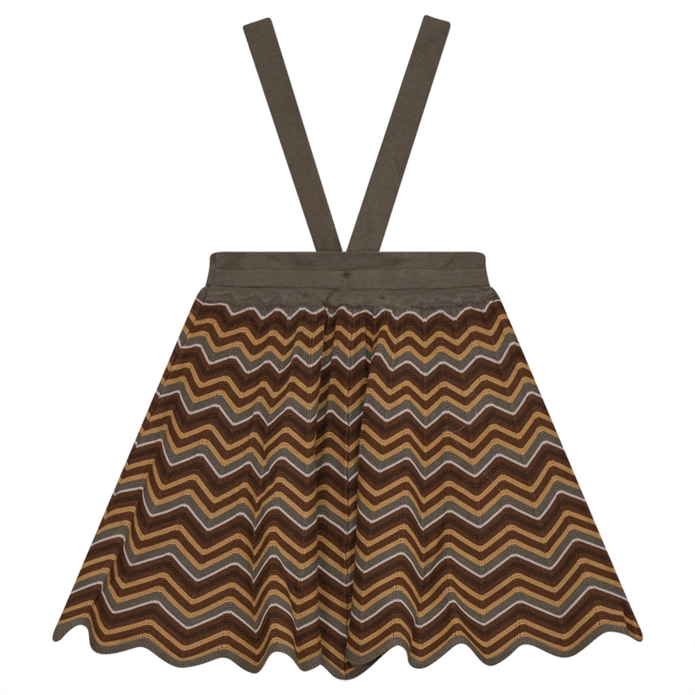 Zig Zag Skirt Skirt With Straps in Dusty Olive Multi by Elle & Boo