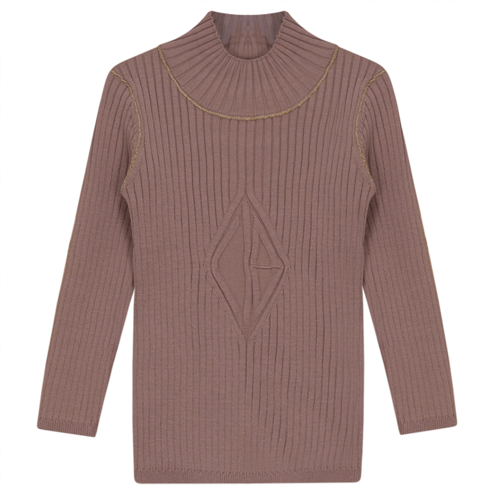 Rib Knit Top With Mock Neck in Rose Cloud by Clô