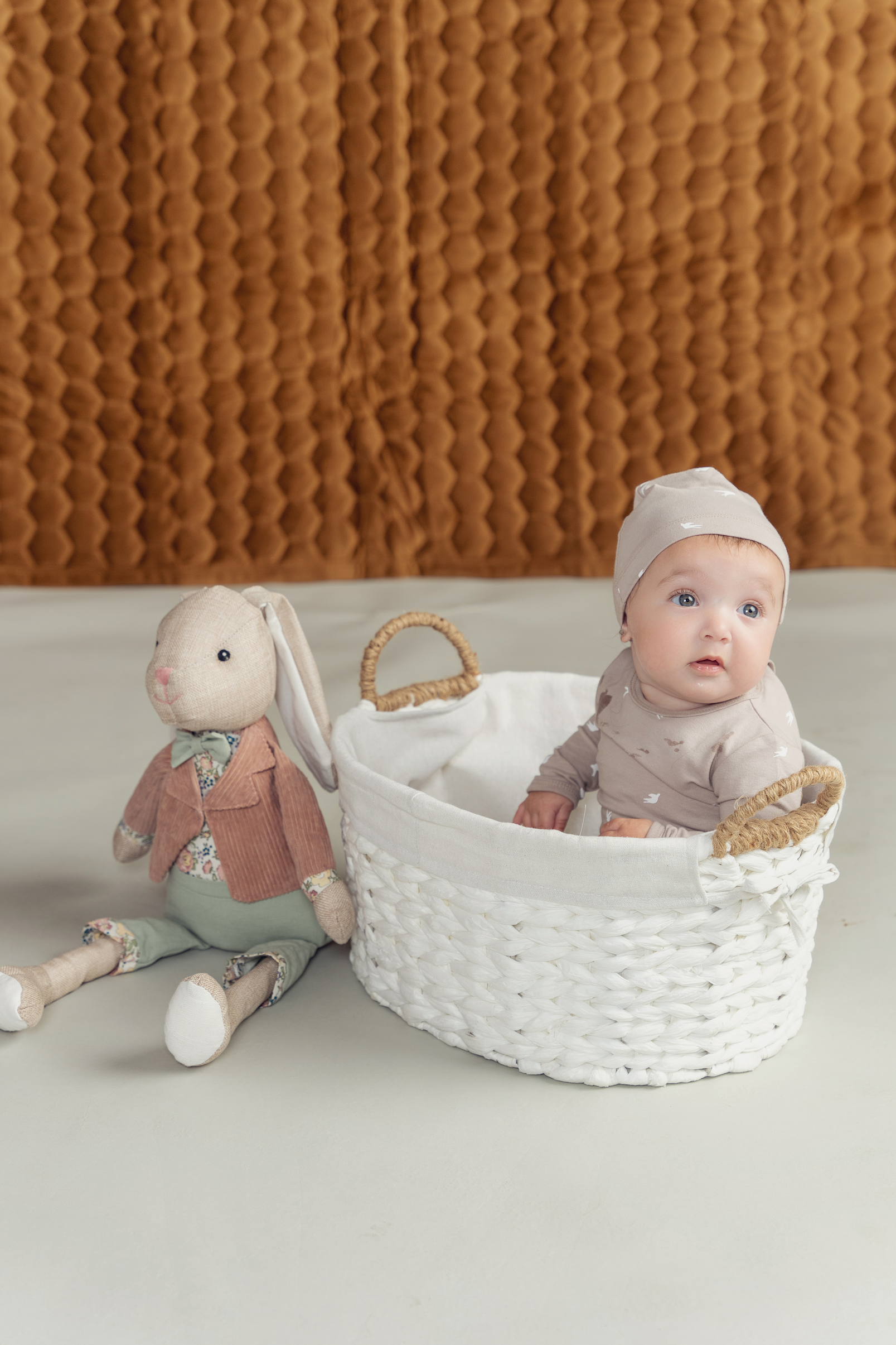 Bird Print Onesie With Hat in by Elle & Boo