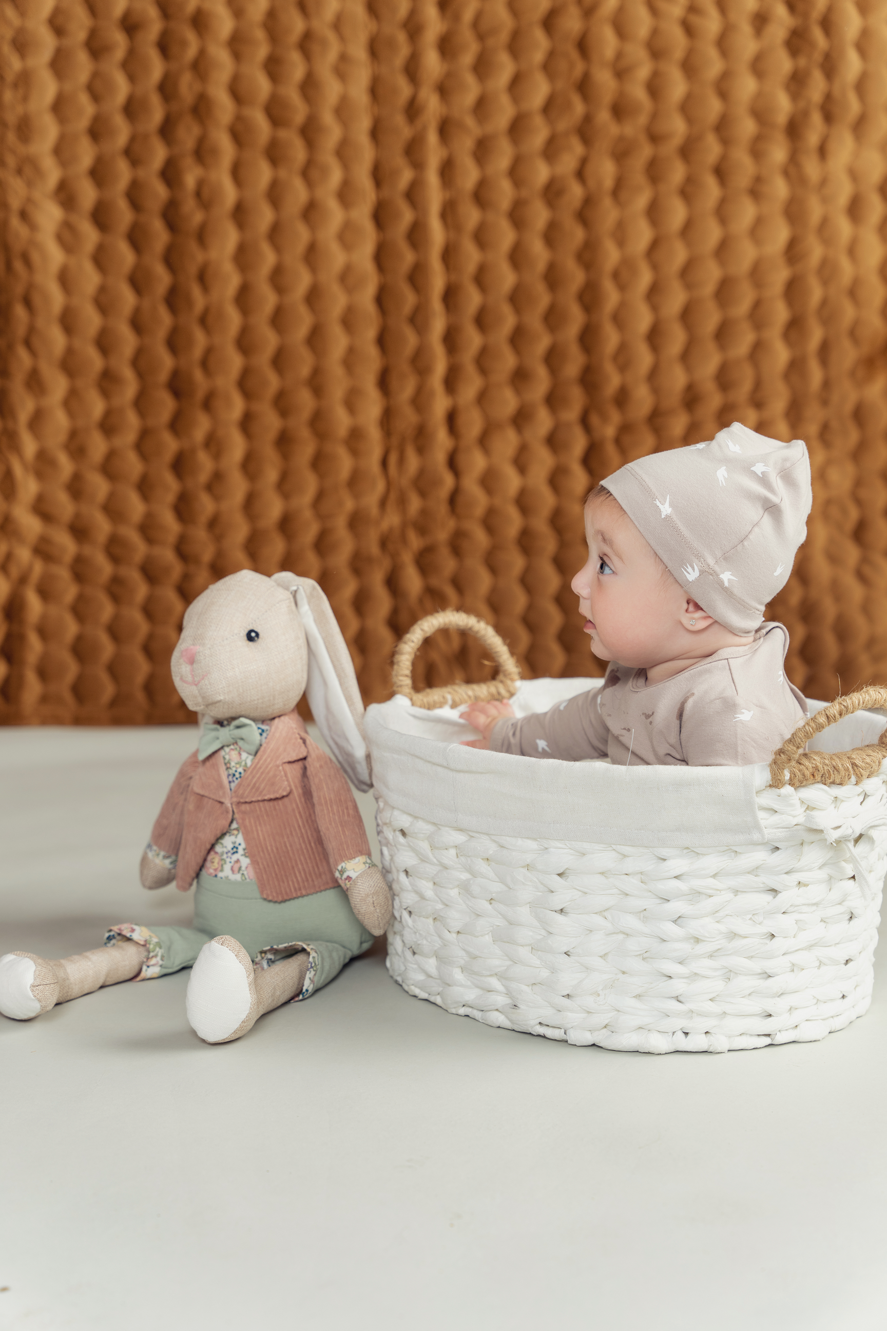 Bird Print Onesie With Hat in by Elle & Boo