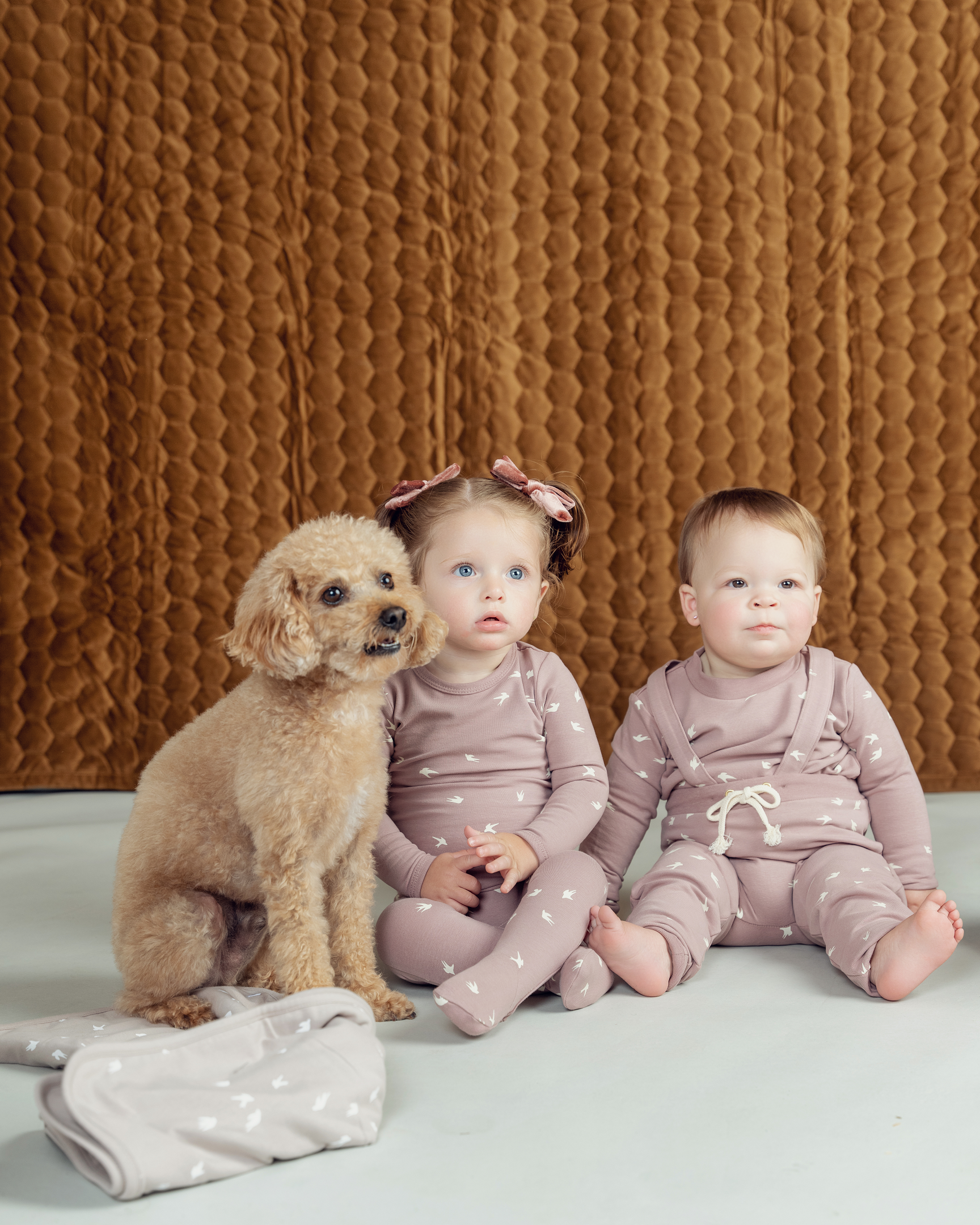 Bird Print Onesie With Hat in by Elle & Boo