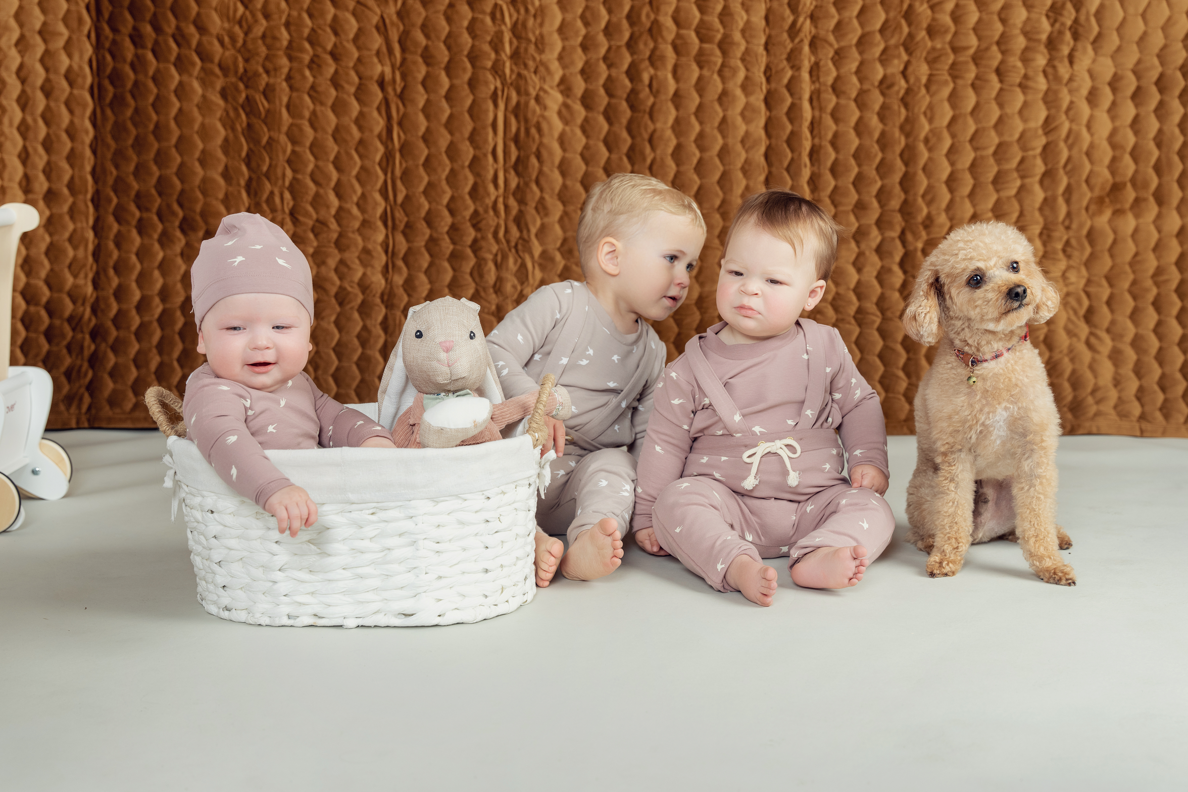 Bird Print Onesie With Hat in by Elle & Boo