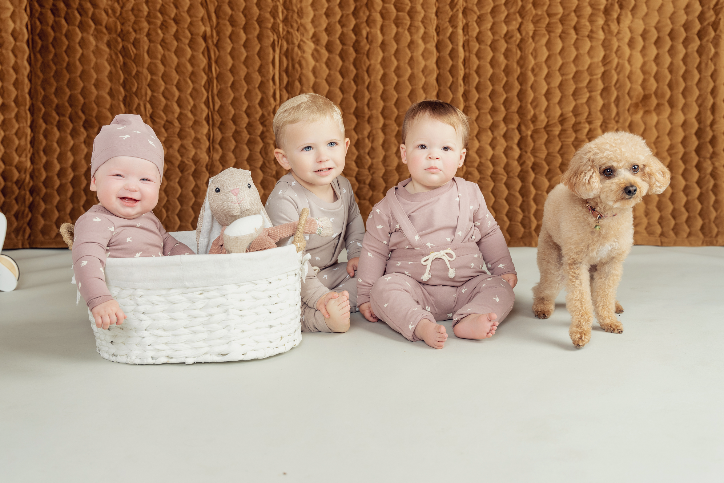 Bird Print Onesie With Hat in by Elle & Boo