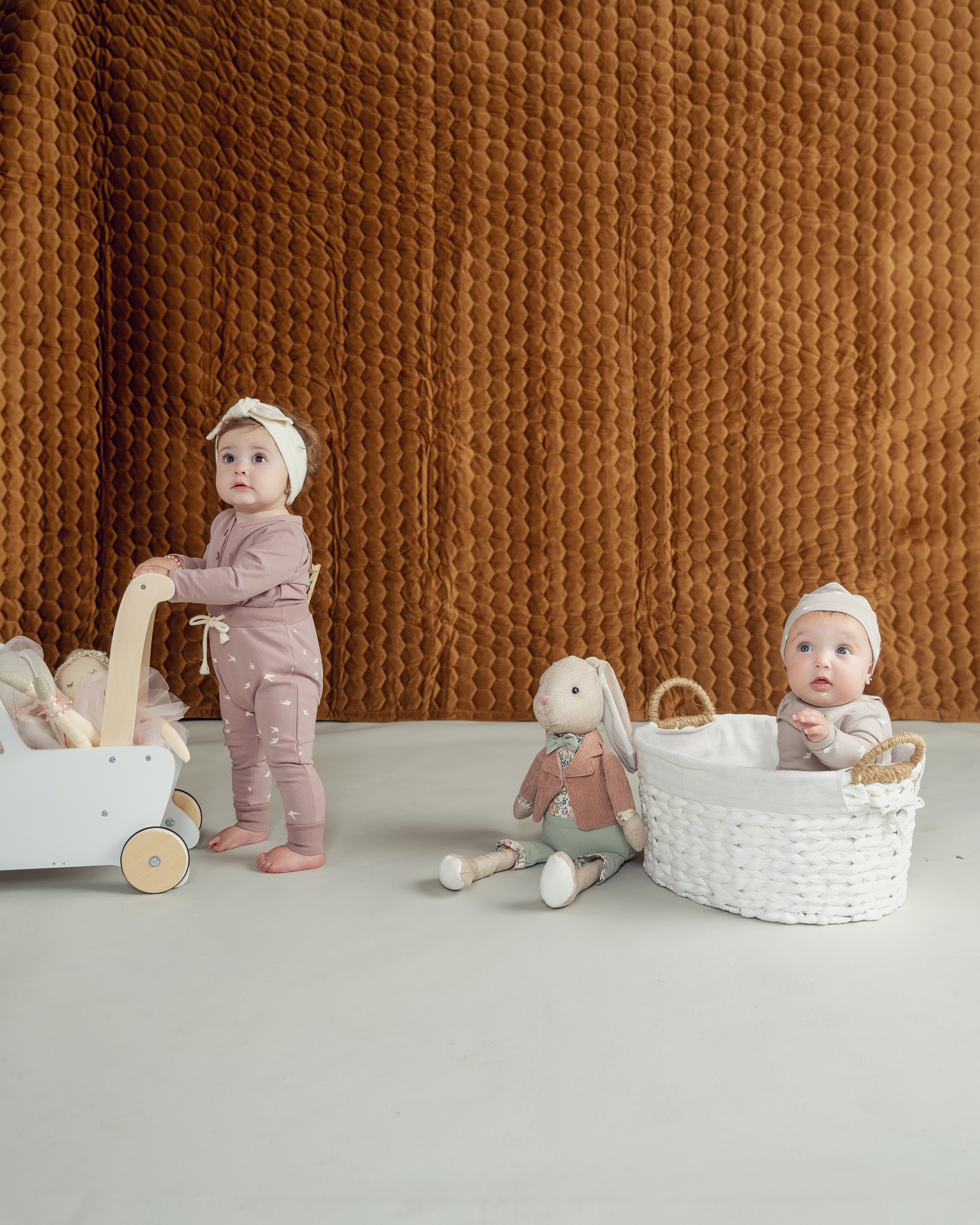 Bird Print Onesie With Hat in by Elle & Boo