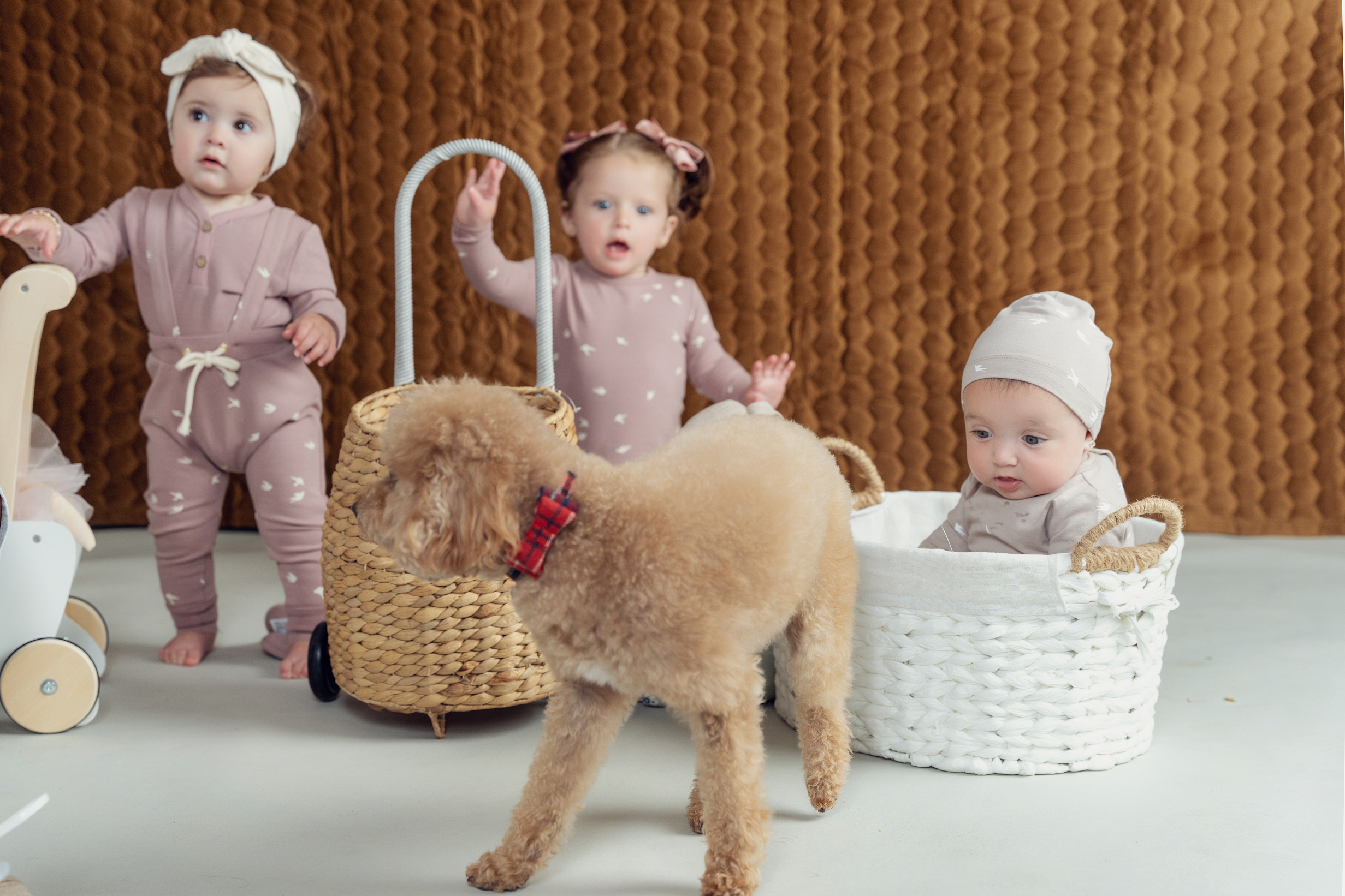 Bird Print Onesie With Hat in by Elle & Boo