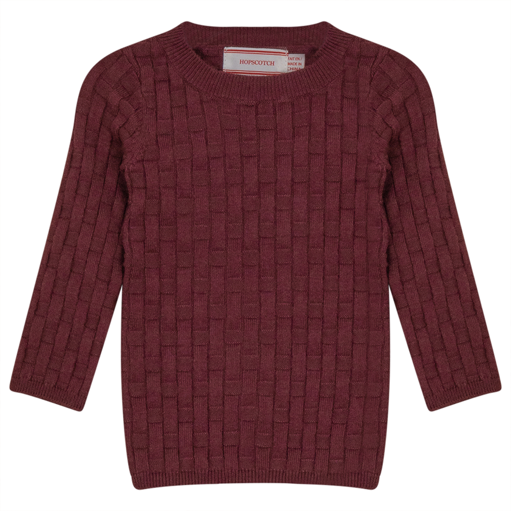 Knit Textured Top in Burgundy by Hopscotch